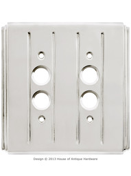 Streamline Push Button Switch Plate - Double Gang in Polished Nickel.